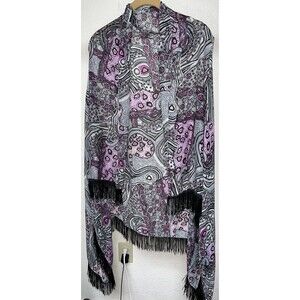 LAVELLO CUTTING EDGE COLLECTION FRINGE SEMI SHEER SHAWL VEST MULTI COLOR